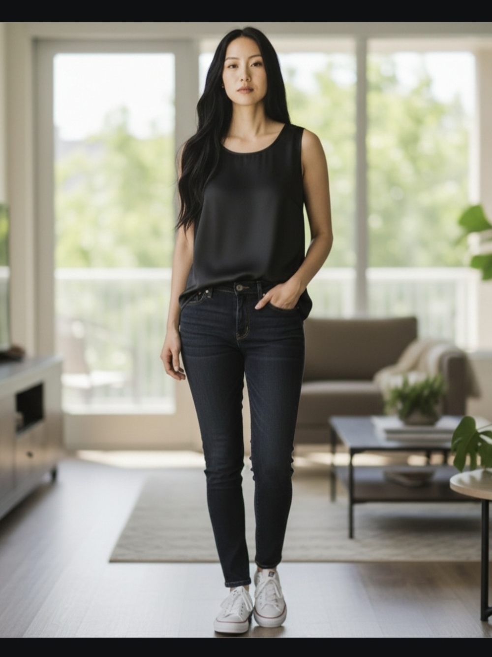 JM Collection Black Faux-Leather Shell Tank - Picture 4 of 7